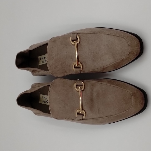 Vintage Havana mules slip on 7 faux suede gold accent loafer flats beige - Picture 2 of 9